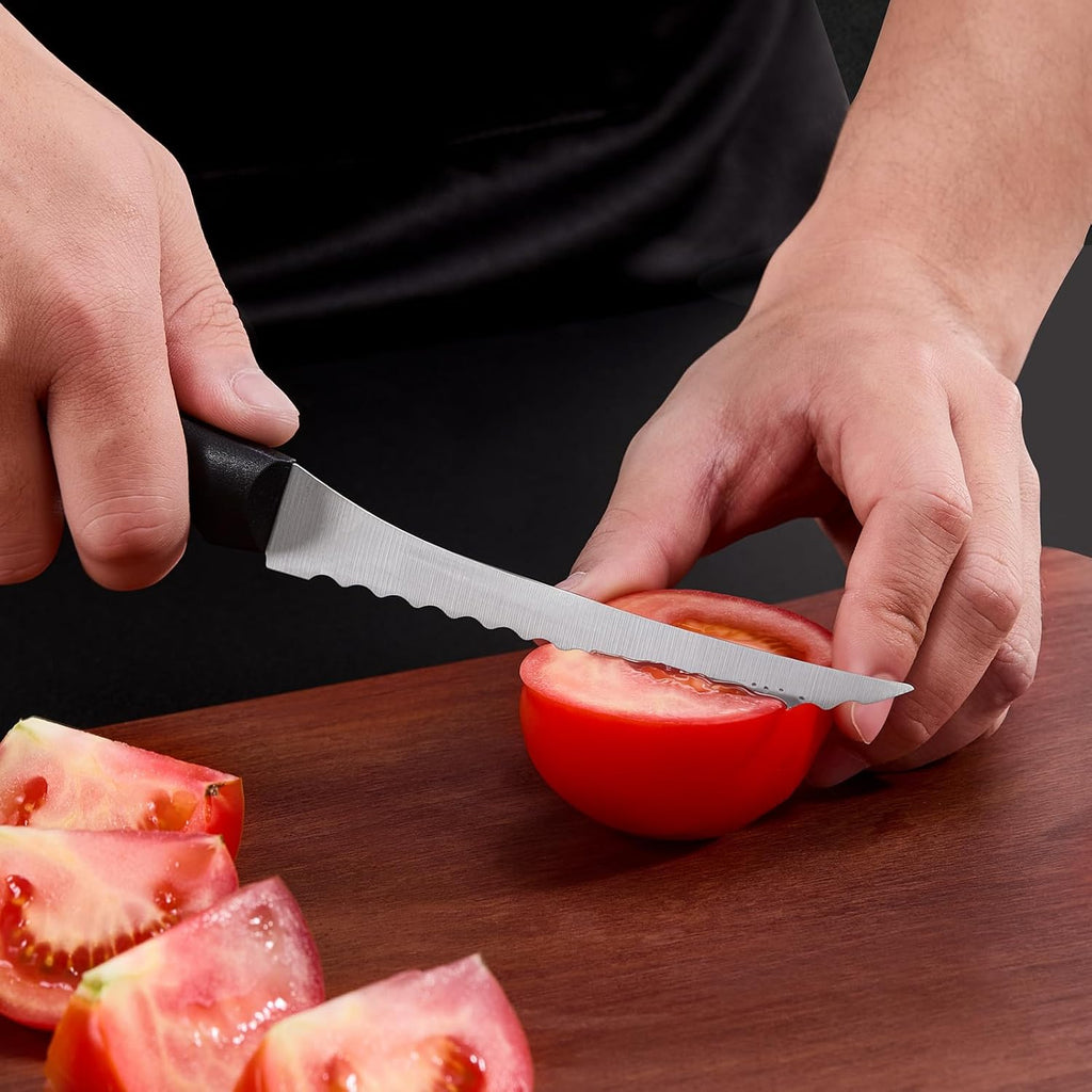 Tomato Slicer, Tomato Knives 2-Piece Serrated Tomato Knife With 6 Inch High Carbon Stainless Steel Blade, Ergonomic Handle For Fruits And Vegetables