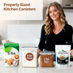 ComSaf Flour Sugar Storage Containers Set of 3 (5.2L/5.5Qt) (2.5L/2.6Qt*2), Large Airtight Food Storage Containers with Lids, Plastic Canisters Sets for Kitchen, Pantry Organizers for Rice and Baking