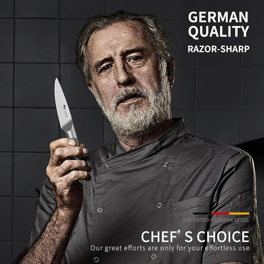 MAD SHARK Paring Knife 3.5 inch Paring Knives, Small Kitchen Knife, Ultra Sharp German Stainless Steel Vegetable Knives, Ergonomic Handle Design, Unique Gift for Men/Women