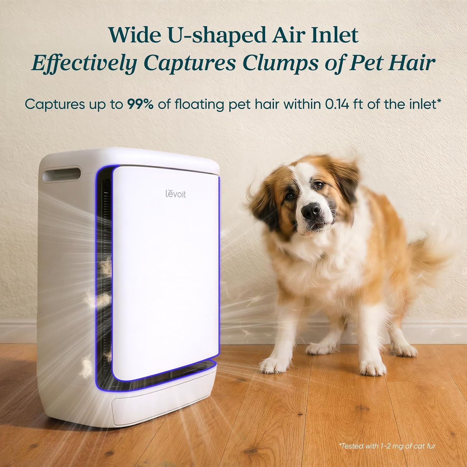 Levoit Smart Pet Air Purifier For Home Pets Large Room, Vital Pet Pro,White | Auto-Clean Pre-Filter, Dual Sensors For Floating Pet Hair, Allergens, High-Carbon Filter For Dander, Odor, Remote App Control