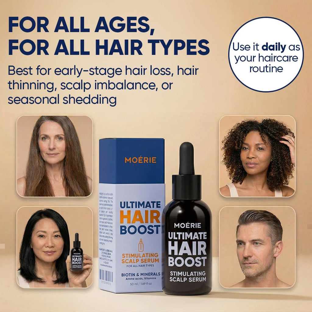 Moerie Ultimate Hair Growth Serum For Natural Hair Regrowth & Thickening - Anti Thinning & Hair Loss Treatment For Women - Rapid Hair Growth Products - Scalp Oil Alternative - 1.69 Fl Oz / 50 Ml
