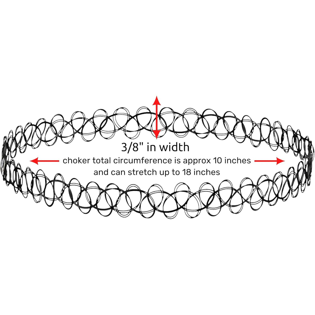 BodyJ4You 2PC Tattoo Choker Necklace - 90s Choker Necklace Women - 2000s Y2K Black Chokers Rainbow Choker - Butterfly Ying Yang Unicorn Rainbow Charms - Stretchy Elastic Necklace