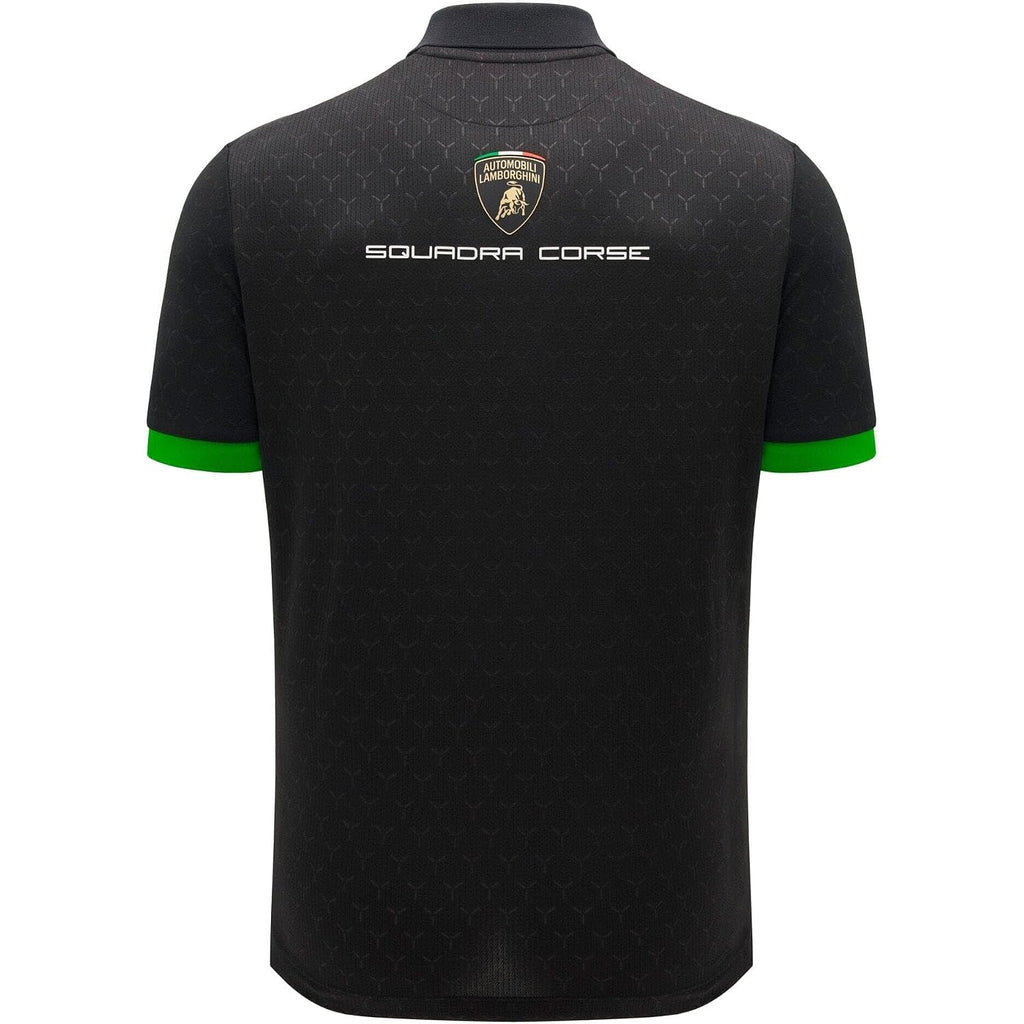 Macron Men'S Automobili Lamborghini Squadra Corse Team Polo Shirt (Black And White)