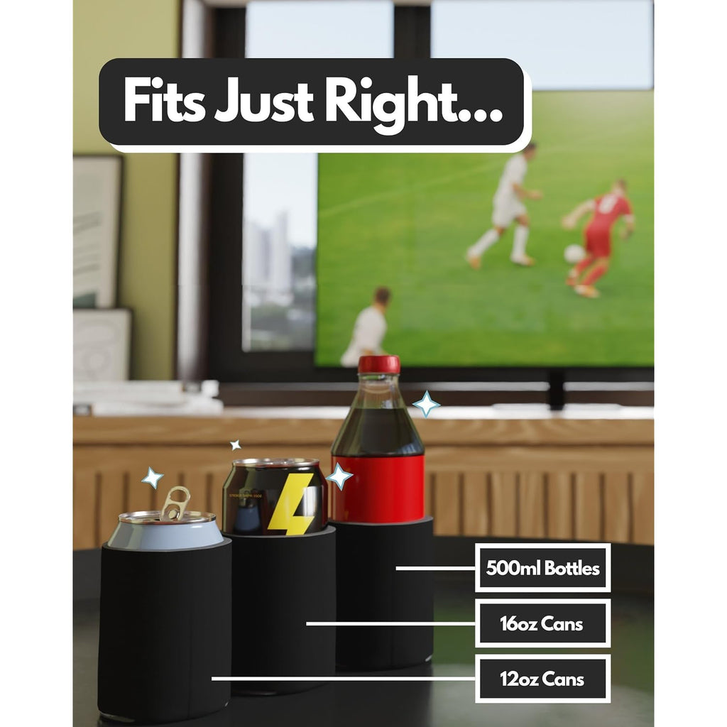 Partyprints 25 Pack Black Blank Can Cooler Sleeves, Customizable Bulk Insulated Foam For Beer, Collapsible Plain Drink Holder, Cold Soda Insulator, 12Oz Regular, 16Oz Tall Cans