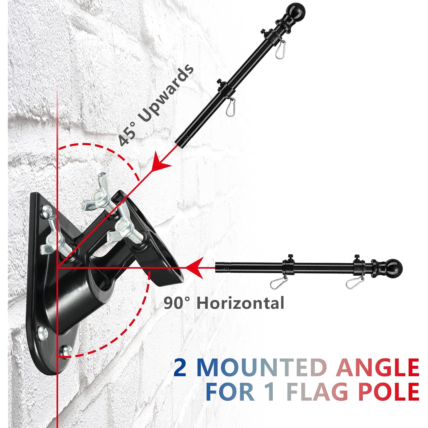 American Flag Poles For Outside House - 5Ft Tangle Free Flag Pole For House With Holder Bracket,Residential Flagpole Kit For Outdoor Porch Garage - Black