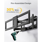 Montek Heavy Duty Xxl Full Motion Tv Wall Mount For 60-120 Inch Extra Large Tvs, Holds 265 Lbs, Max Vesa 900X600, 27.7" Extension, Swivel & Tilt, Preassembled, Fits 12–24" Studs, Led/Lcd/Oled 4K/8K