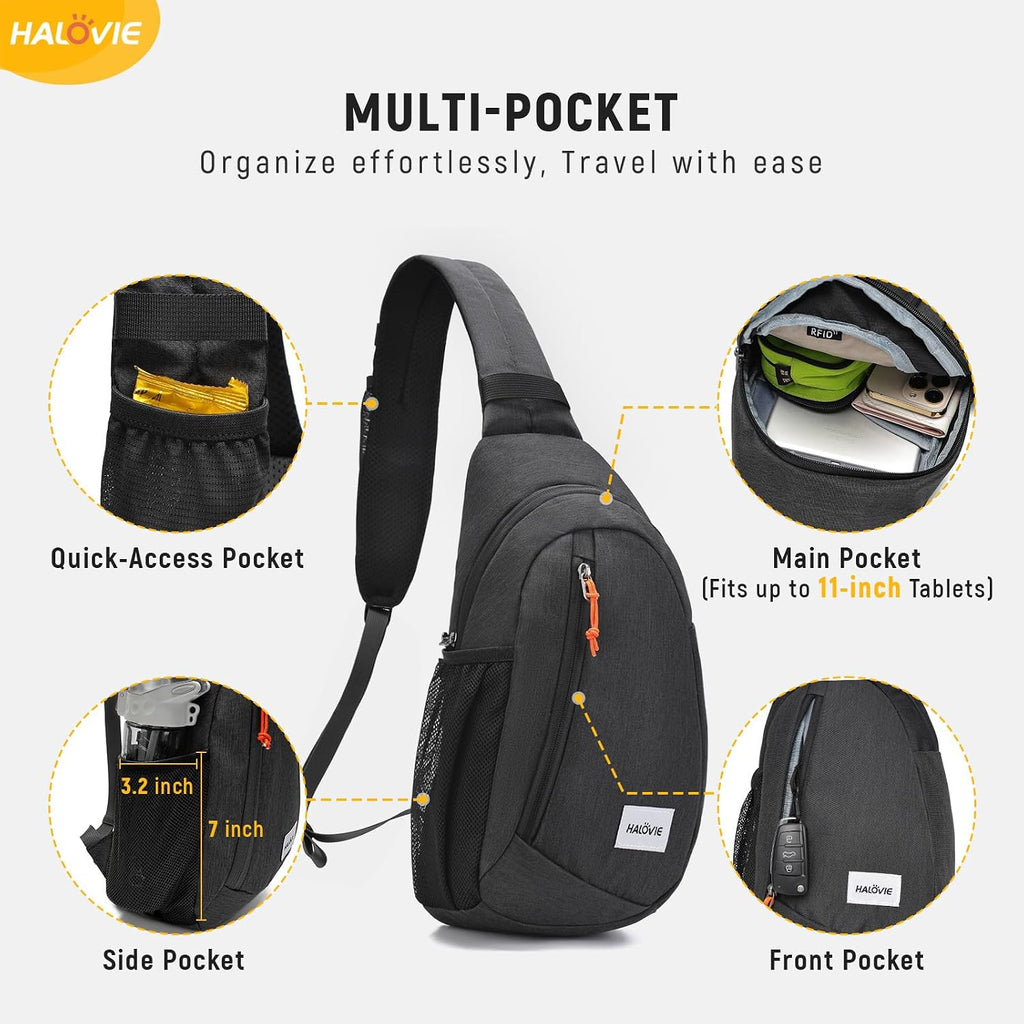 Anti Theft Crossbody Sling Bag Rfid Travel Sling Backpack Lightweight Hiking Shoulder Chest Bag For Walking Work