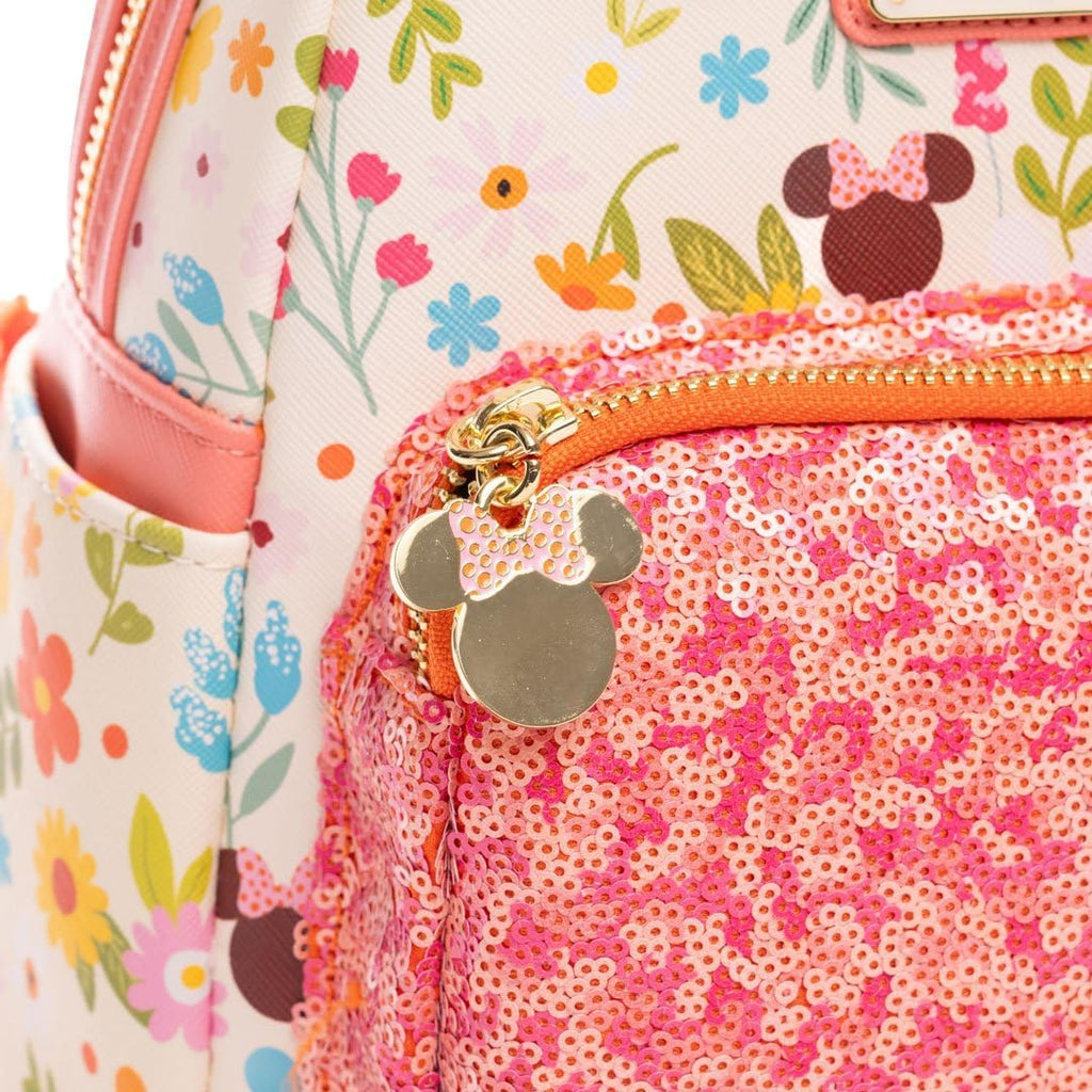 Loungefly Disney Minnie Mouse Springtime Sequins Womens Backpack