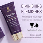Body Coverage Perfector - Waterproof Body Makeup With Brush & Marshmallow Puff - No Transfer, Full Coverage For Tattoos, Scars, Veins (2.0Oz Natural Beige)
