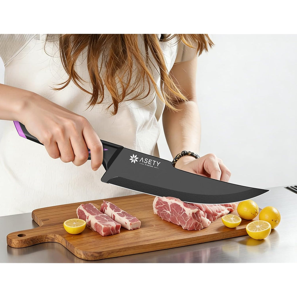 Knife Set - 15 PCS Kitchen Knife Set with Built-in Knife Sharpener Block - Stainless Steel Knife Block Set - Dishwasher Safe, Elegant Box for Men Women, Fathers day