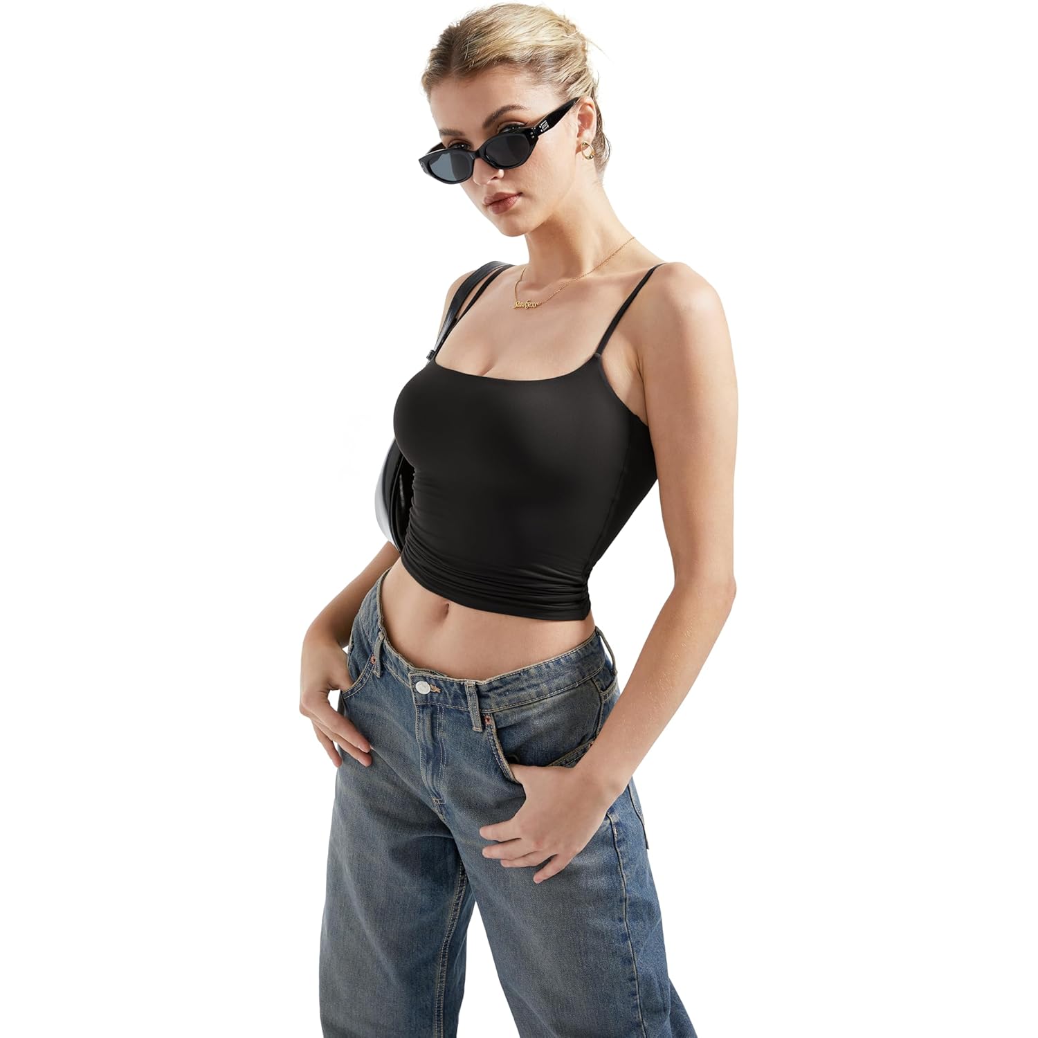 Women Double Line Square Neck Tank Top Summer Y2K Going Out Basic Cami Shirt