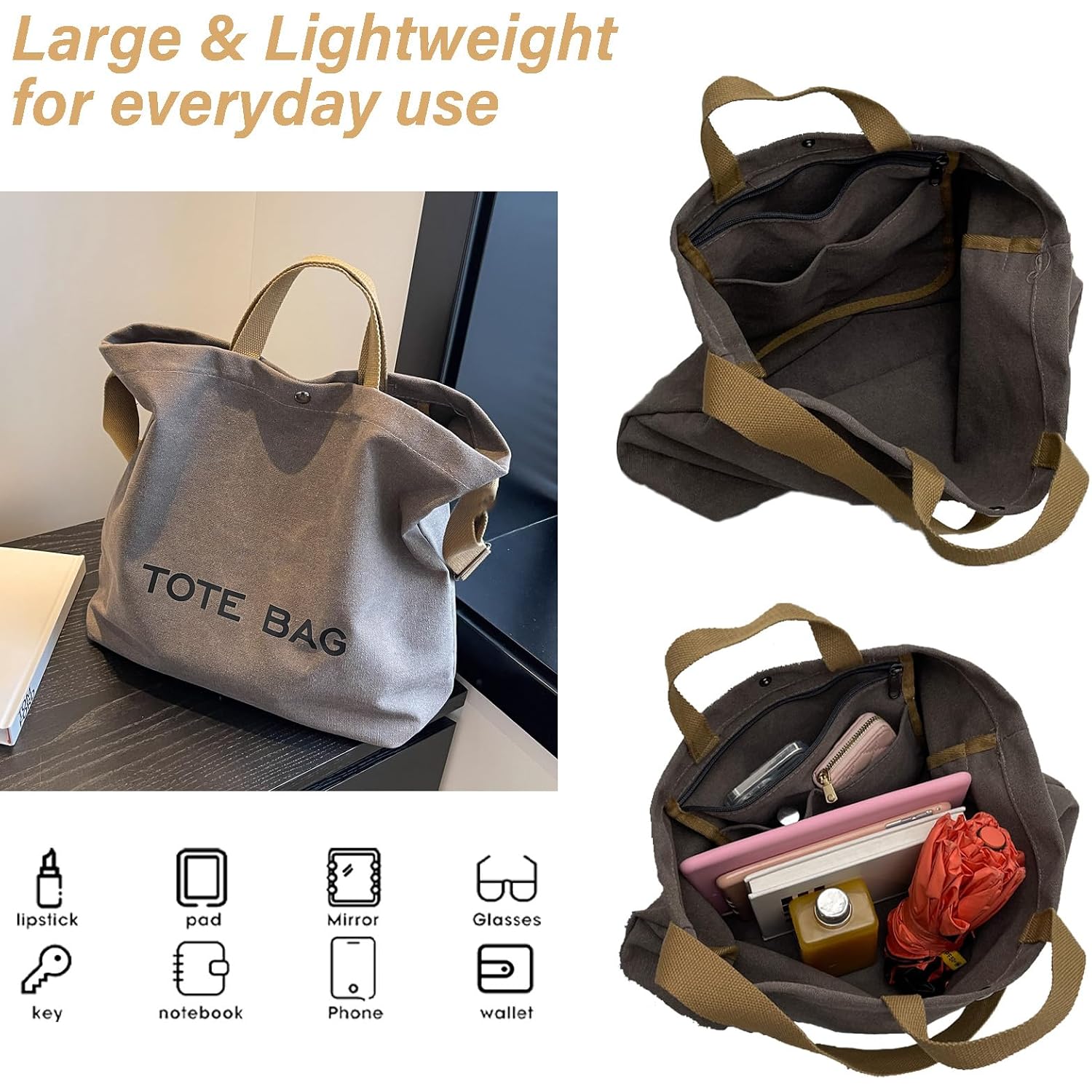 Women Canvas Tote Bag Travel Shoulder Bag Large Capacity Crossbody Top Handle Fashion Handbags