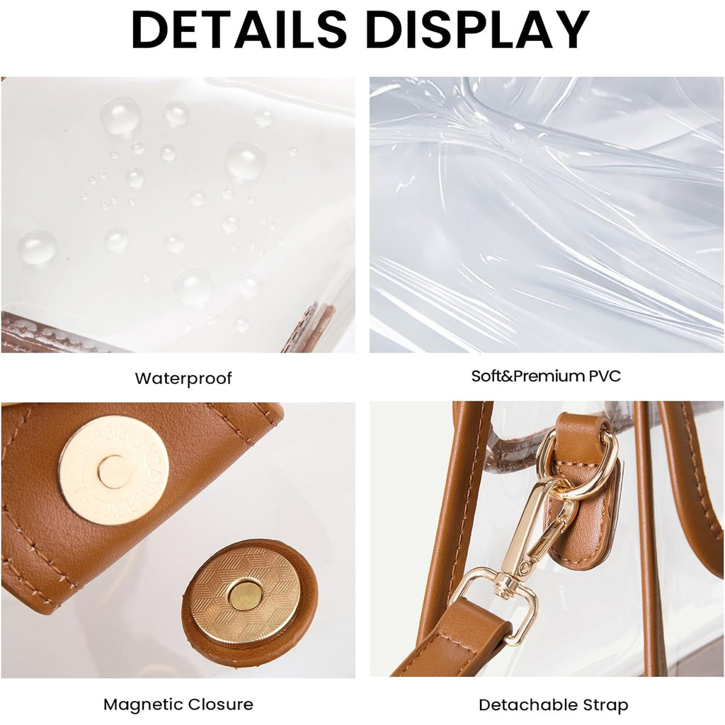CLUCI Clear Bag for Stadium Events Crossbody Purses for Women Stadium Approved Clear Bag for Concerts Sports Festivals