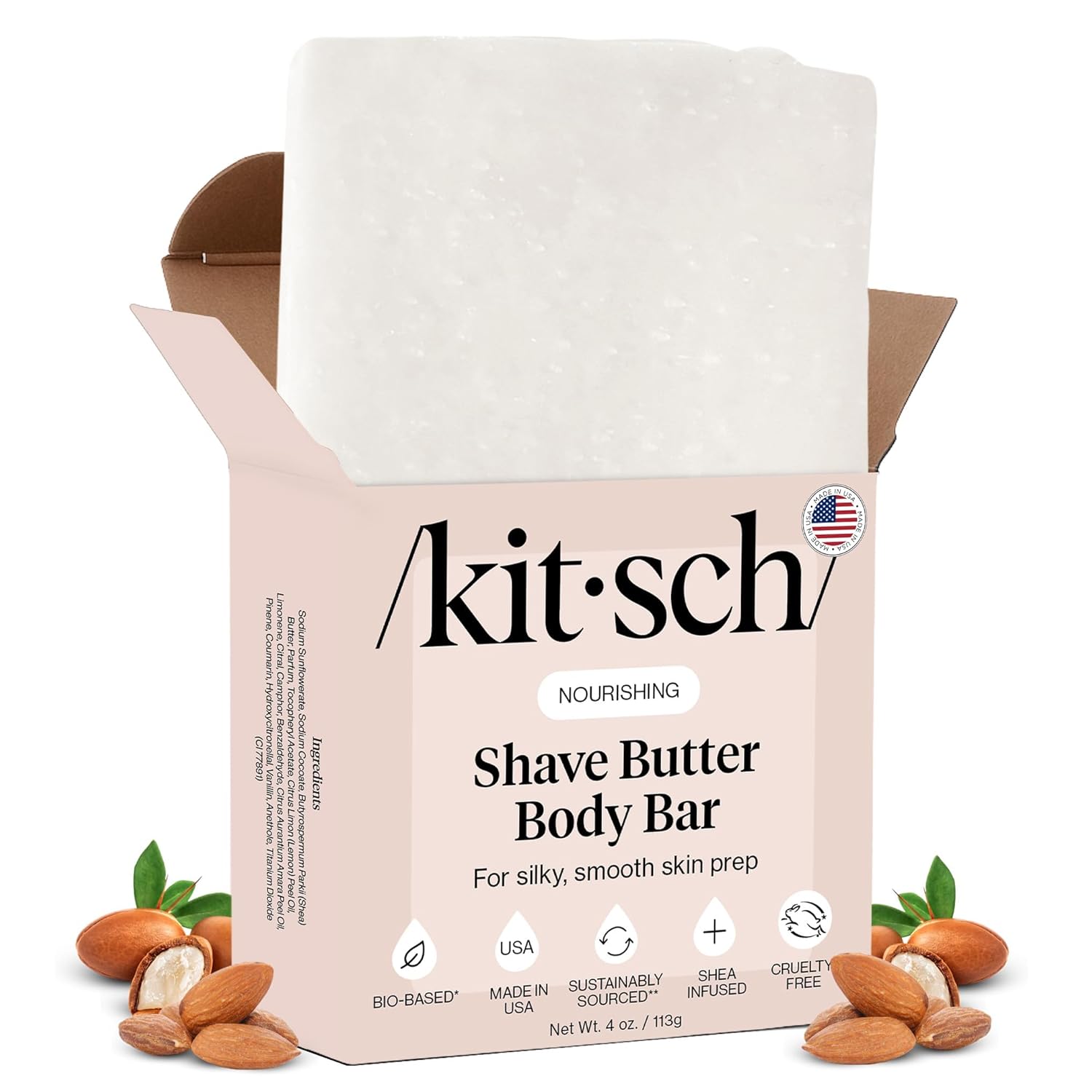 Kitsch Shaving Soap for Women - Hydrating Shave Butter & Shave Soap Bar - Nourishing Bar Soap for Smooth, Irritation-Free Shave – Paraben, Silicone & Sulfate-Free - Vegan, Made in USA - 4 oz