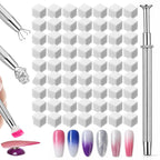 200 PCS Nail Sponge Nail Art Sponge with 1 Grab Pen Nails Art Tools Set DIY Nails Design Accessories for Salon & Home Use