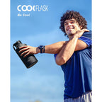 64 Oz Water Bottle Insulated With Straw & 3 Lids, Coolflask Large Metal Stainless Steel Water Jug Big Half Gallon Wide Mouth For Sports, Gym Or Hiking, Non-Bpa Keep Cold 48H Hot 24H, Magic Black