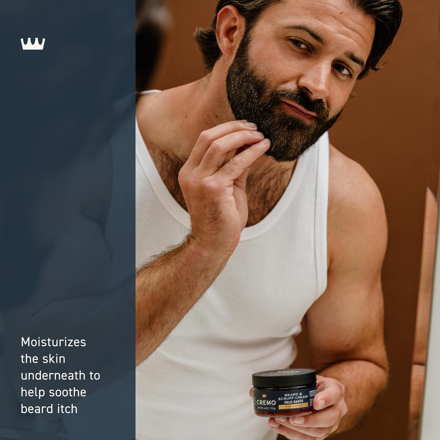 Cremo Beard & Scruff Cream, Palo Santo (Reserve Collection), 4 oz - Soothe Beard Itch, Condition and Offer Light-Hold Styling for Stubble and Scruff