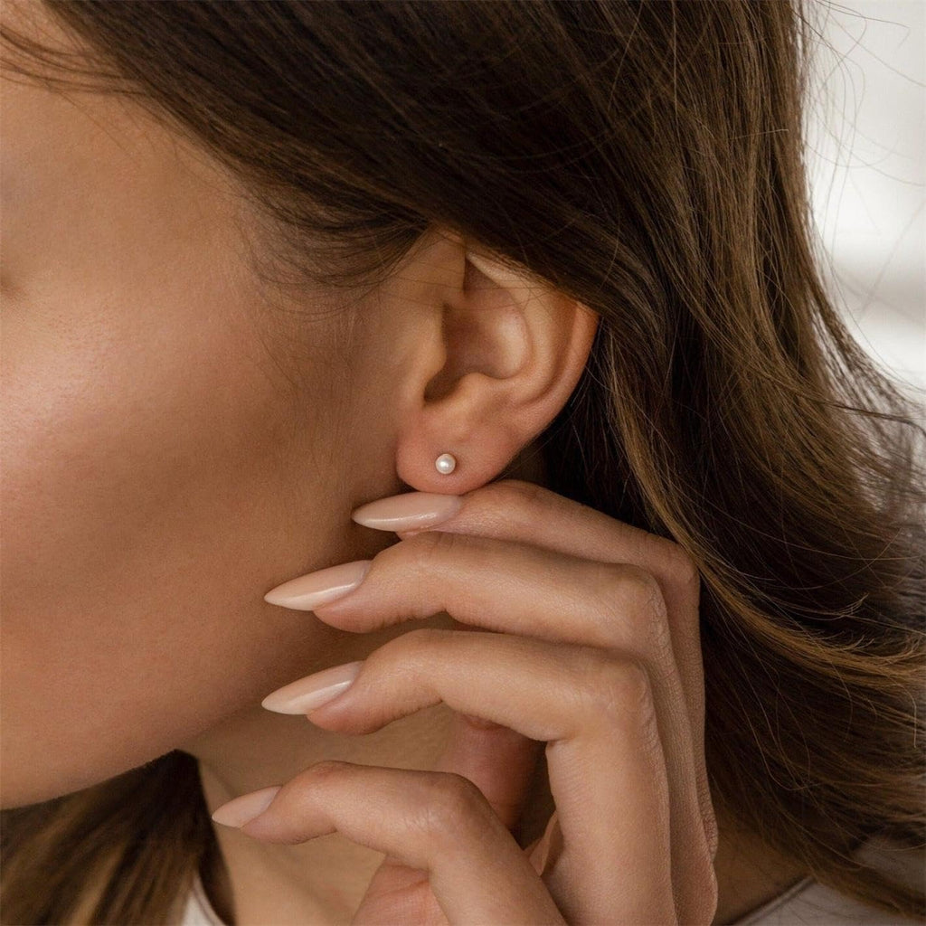 14K Gold Filled Polished Small CZ Pearl Ball Stud Earrings Set for Women Men 20G Surgical Steel Hypoallergenic Piercing Studs for Sensitive Ear, Pack of 6 Pairs