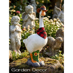 Larpgears Premium Adjustable Large Porch Goose Statue – 23” Realistic Hollow Plastic Garden Goose With Removable Cowboy Hat & Bandana, Stone Base With Sand-Fillable Design For Outdoor Stability