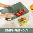 Plastic Cutting Board Set Of 3-Cutting Boards For Kitchen Bpa Free, Large-Small Chopping Boards Non-Slip For Cooking Camping Dishwasher Safe, Reversible, With Grip Handle, 15"×10"×0.25" Green