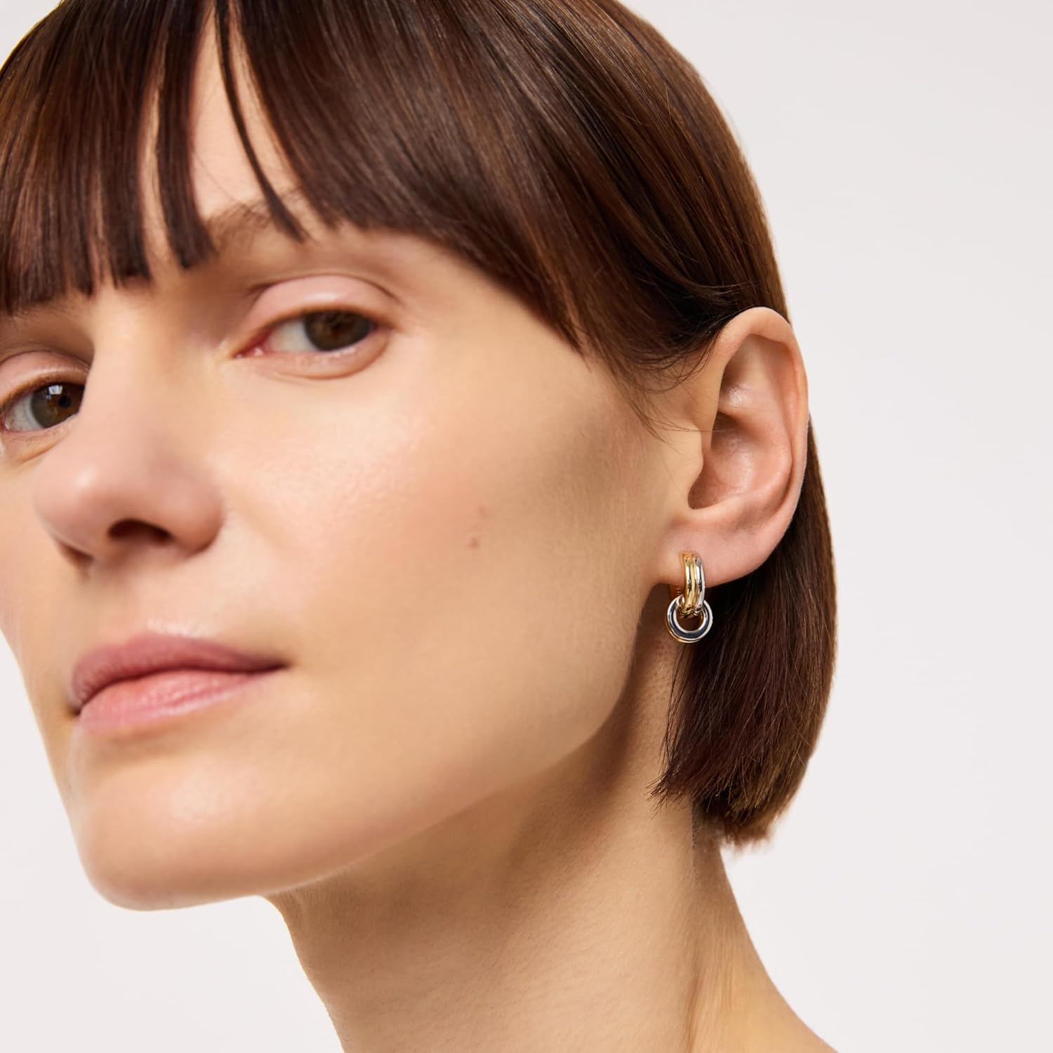 Ana Luisa Asher Small Huggie Hoop Earrings for Women - 14K Gold Plated, Silver Rhodium Plated and Two Tone Styles - Hypoallergenic, Tarnish-Free - Ana Luisa Jewelry - Stylish Gold Hoop Earrings