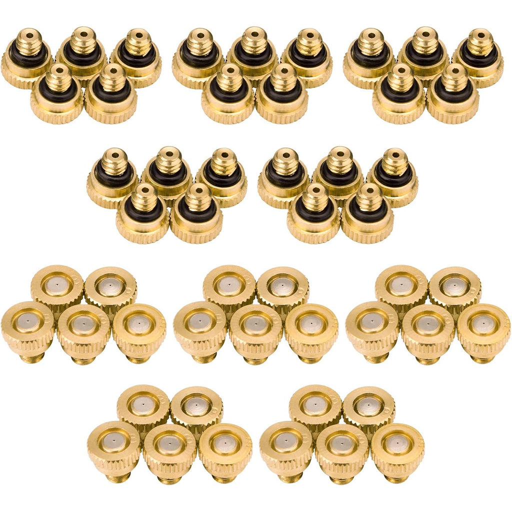 50Pcs Brass Mister Nozzles, 0.012" Misting Tips For Outdoor Cooling | 0.3Mm Orifice, 10/24 Unc Thread, Replacement Heads For Patio Misting System, High Pressure Water Mister Parts