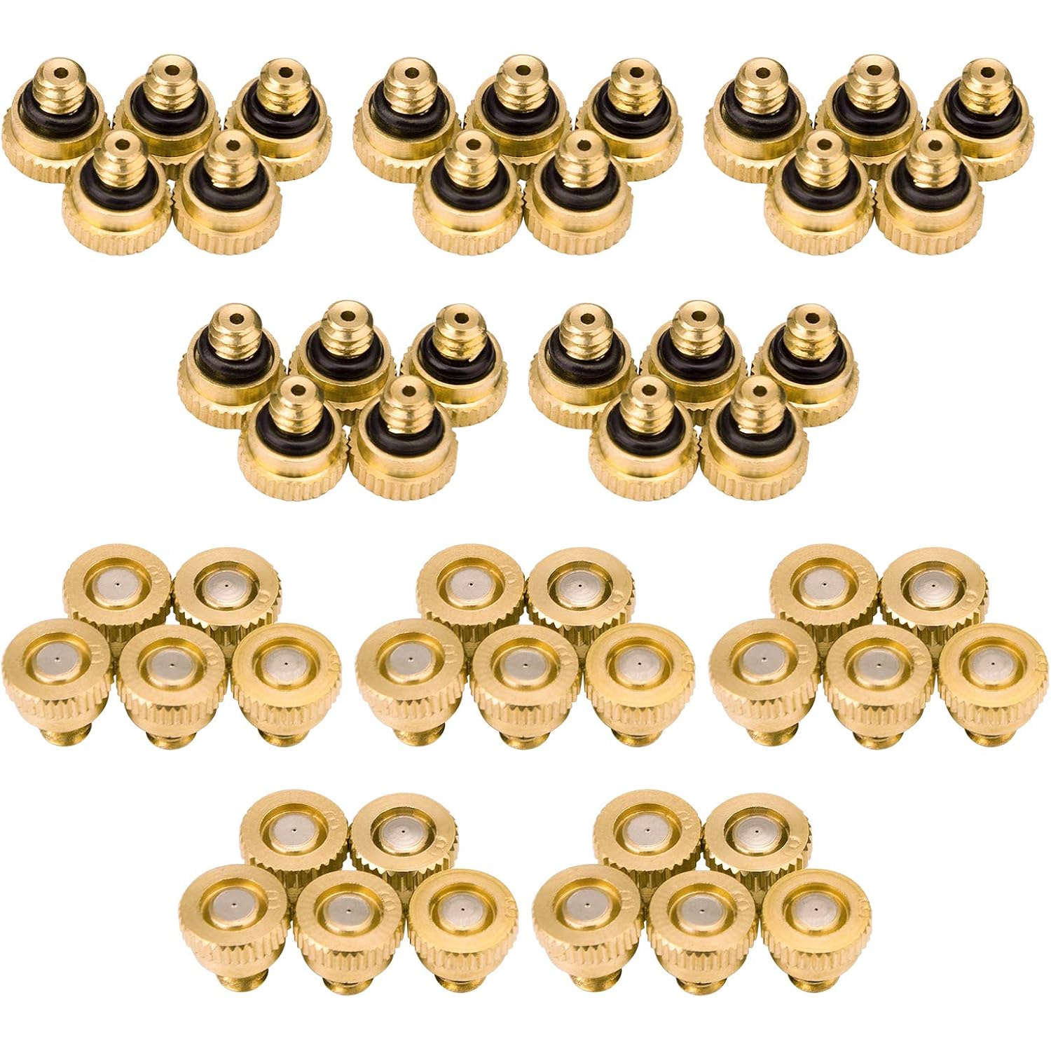 50Pcs Brass Mister Nozzles, 0.012" Misting Tips For Outdoor Cooling | 0.3Mm Orifice, 10/24 Unc Thread, Replacement Heads For Patio Misting System, High Pressure Water Mister Parts