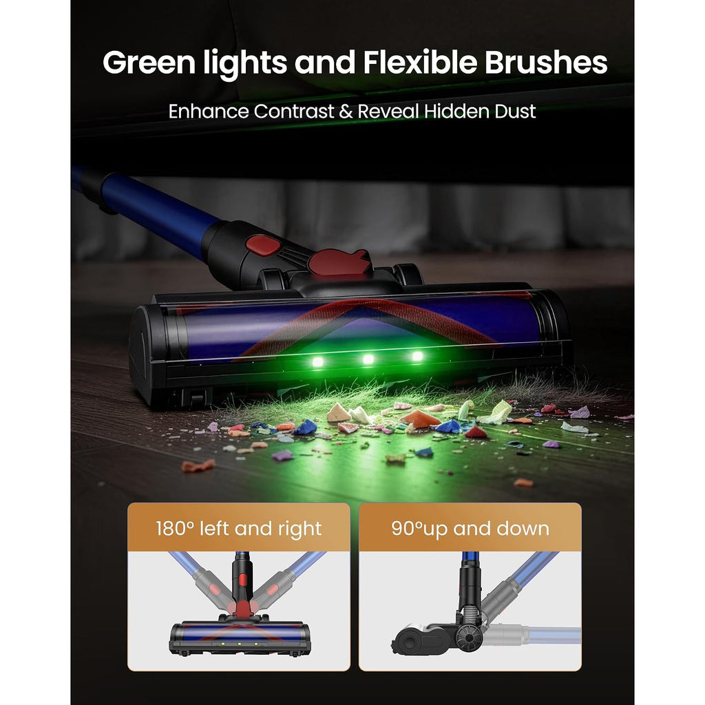Cordless Vacuum Cleaner, 650W/55Kpa Vacuum Cleaners For Home, 70Mins Stick Vacuum With Self-Standing,Anti-Tangle,Wall Mount Charging,Lightweight Wireless Vacuum For Hardwood Floors Carpet Pet Hair Car
