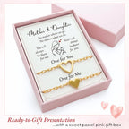 SUCHAGIFT Mother Daughter Bracelets Set for 2 - Mothers Day, Birthday Gifts for Mom from Daughter - Bracelet for Mom - 14K Gold Plated Stainless Steel Matching Heart Bracelets