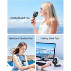 Sweetfull Portable Misting Fan - 180° Foldable Handheld Personal Fan With Mist Spray, 3 Speeds, 30Ml Water Tank, Usb Rechargeable For Travel, Outdoors, Makeup, Camping, Home, And Office Use