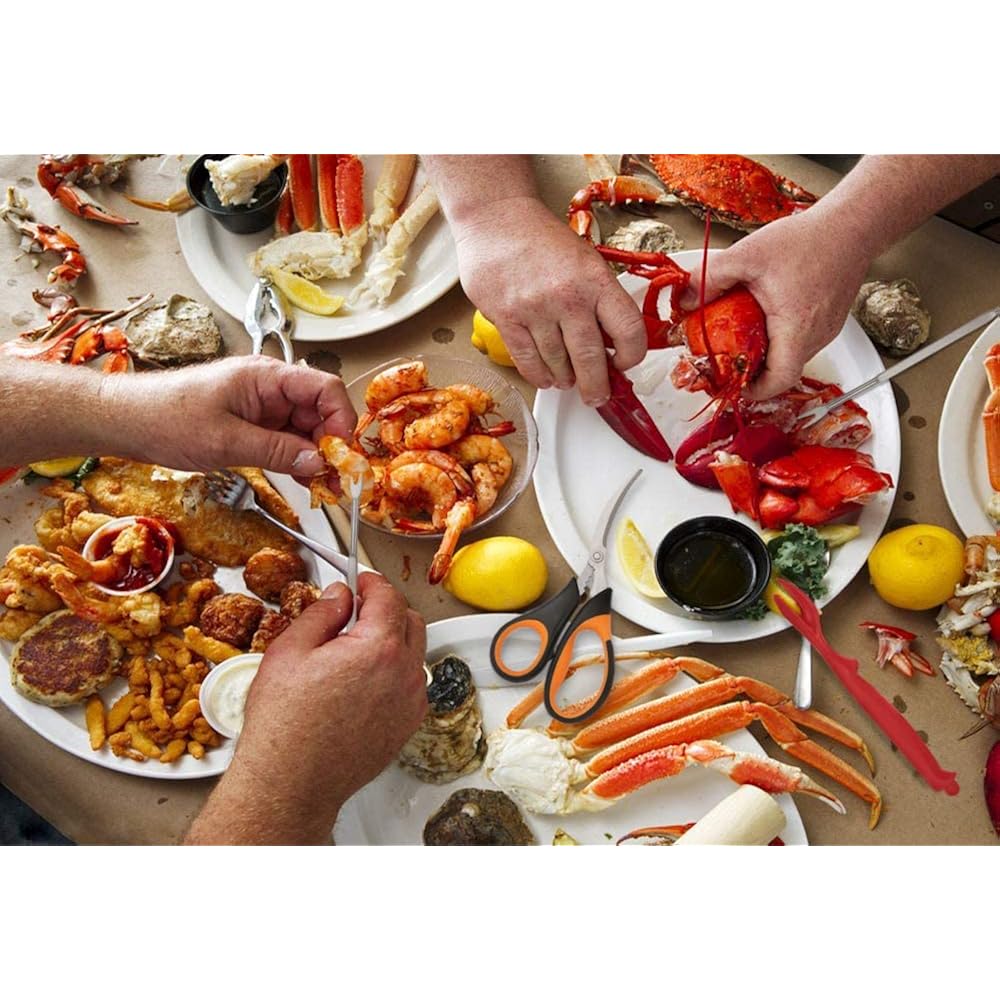20-Pack Crab Crackers And Tools Set,Seafood Boil Party Supplies Includes 6 Crab Crackers, 6 Lobster Shellers, 6 Crab Leg Forks/Picks And 2 Seafood Scissors & Black Storage Bag - Nut Cracker Set