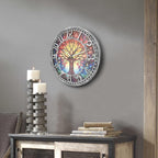 Wangiro 12" Round Tree Of Life Wall Clock Silent Non-Ticking Antique Silver | Plastic Frame,Precise Quartz Movement,Easy-Read Numerals,Easy To Hang,Ideal Gift For Living Room Bedroom Office Decor