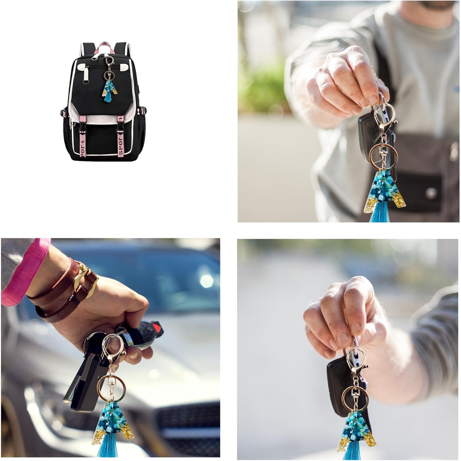 Alphabet Initial Letter Keychain for Women gift To Little Girls Tassel Butterfly Pendant Key Ring for Backpack