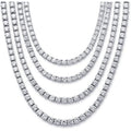 DEWBERRY 8 to 19 CTTW Round VS/FG IGI Certified Lab Grown Diamond Riviera Tennis Necklace Length 16",18", 20" & 22 inch 925 Silver 14K Gold Plated 4 Prong Set Uniform Straight Line Tennis Necklace