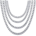DEWBERRY 8 to 19 CTTW Round VS/FG IGI Certified Lab Grown Diamond Riviera Tennis Necklace Length 16",18", 20" & 22 inch 925 Silver 14K Gold Plated 4 Prong Set Uniform Straight Line Tennis Necklace