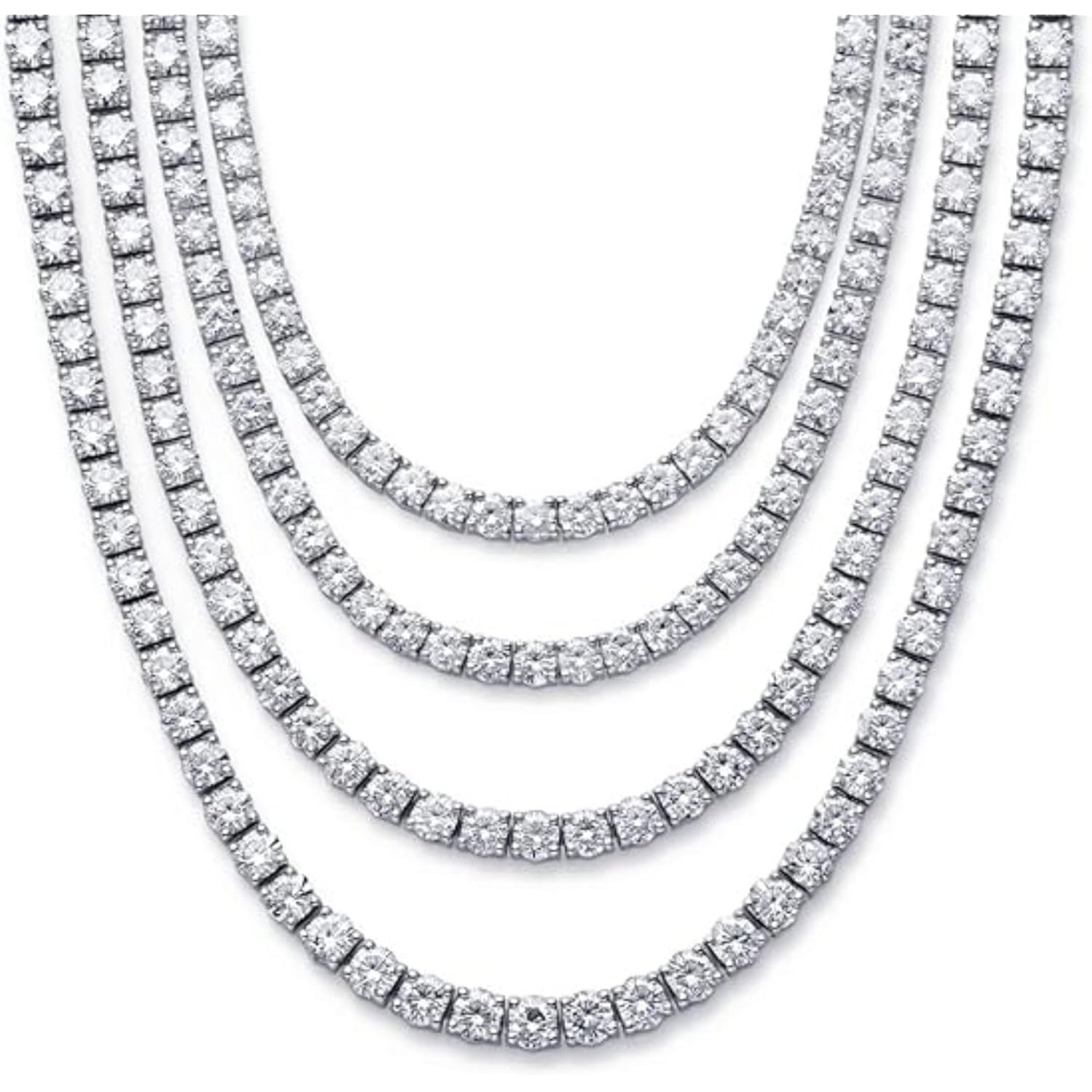DEWBERRY 8 to 19 CTTW Round VS/FG IGI Certified Lab Grown Diamond Riviera Tennis Necklace Length 16",18", 20" & 22 inch 925 Silver 14K Gold Plated 4 Prong Set Uniform Straight Line Tennis Necklace