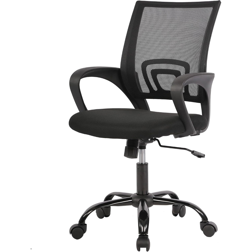 Paylesshere Office Computer Chair Ergonomic Cheap Desk Chair Adjustable Comfortable Mid Back Task Rolling Swivel With Lumbar Support For Home Office (Pack Of 1, Black)