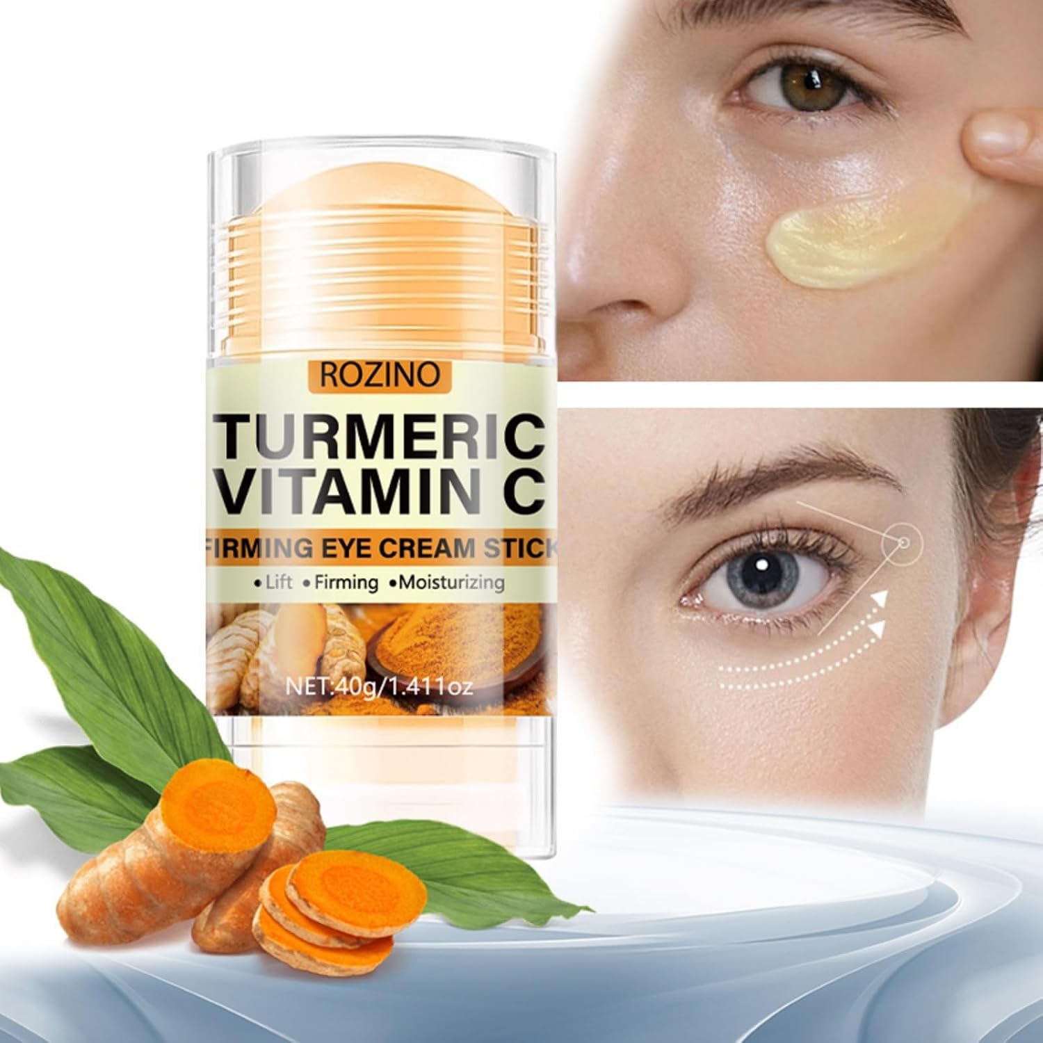Soelegant Turmeric Vitamin C Eye Stick, Unde Eye Balm For Dark Circles And Puffiness Anti Aging Moisturizer Under Eye Cream Even Skin Tone Firming Hydrating Bags Reduces Fine Lines 1.41 Oz