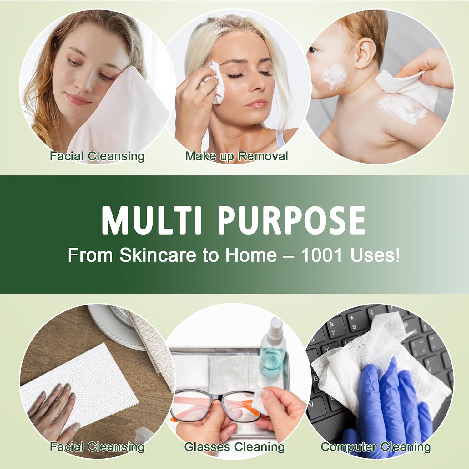 Disposable Face Towels 100 Count, Biodegradable Ultra Soft & Thick Facial Towels For Sensitive Skin, Lint-Free Makeup Remover Dry Wipes, Multi-Purpose Cleansing Towelettes For Face Wipes, Skincare