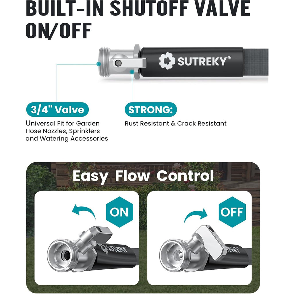 50Ft Garden Hose, Ultra Lightweight All-Weather Water Hose, Durable & Flexible, Built-In Valve, Leak-Free Connections, Tpu Water Hose, Drinking Water Safe