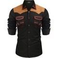 Coofandy Men'S Western Cowboy Shirt Embroidered Long Sleeve Slim Fit Casual Cotton Button Down Hippie Shirts With Pockets