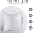 Utopia Bedding 18x18 Pillow Inserts, Set of 2, White – Indoor Decorative Throw Pillows for Bed, Sofa & Couch – Soft, Supportive & Fluffy Cushion Inserts