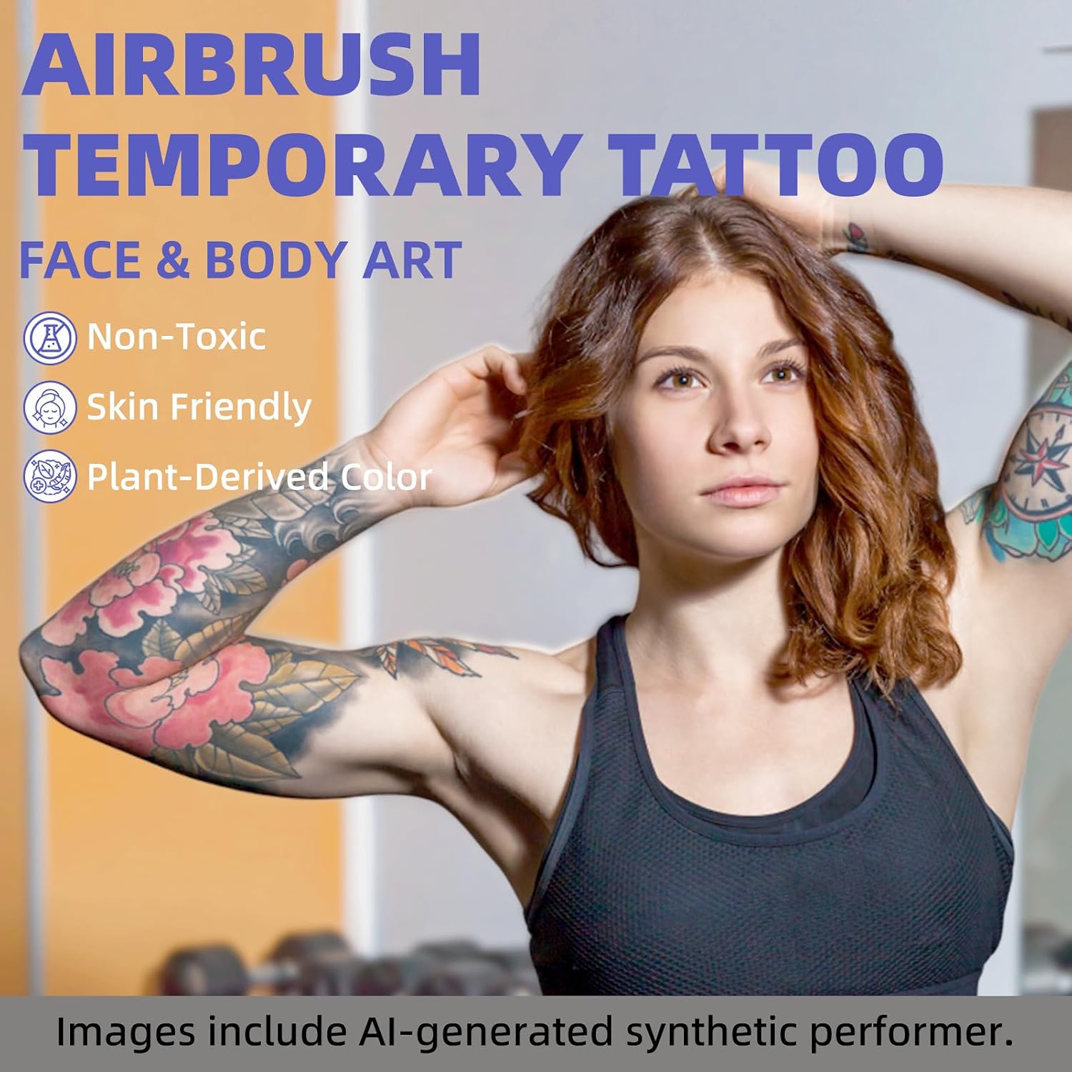 Professional Airbrush Body Paint, 12 Colors For Airbrush Temporary Tattoo Body Art, Indoor Glow Outdoor Festival Makeup, Edm Rave Cosplay Sfx, Air Brush Body Tattoo Colors, 1.06Oz/Bottle