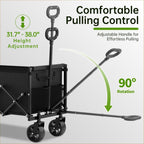 Extra Long Collapsible Wagon Cart, 360Lbs Heavy Duty Utility Wagons With All-Terrain Wheels, Foldable Grocery Carts For Gardening, Shopping, Beach, Camping, Black