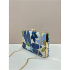 Women'S Sequin Floral Embroidery Evening Beaded Clutch Bags Elegant Mini Crossbody Purses Wedding Party Bag