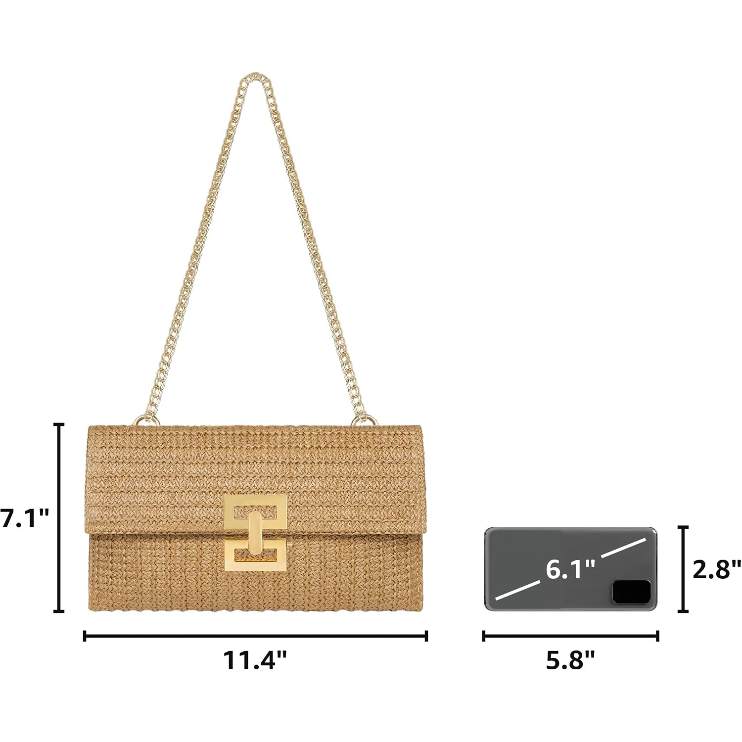 Straw Clutch Purse For Women Designer Evening Handbag Summer Beach Shoulder Crossbody Bag | Straw