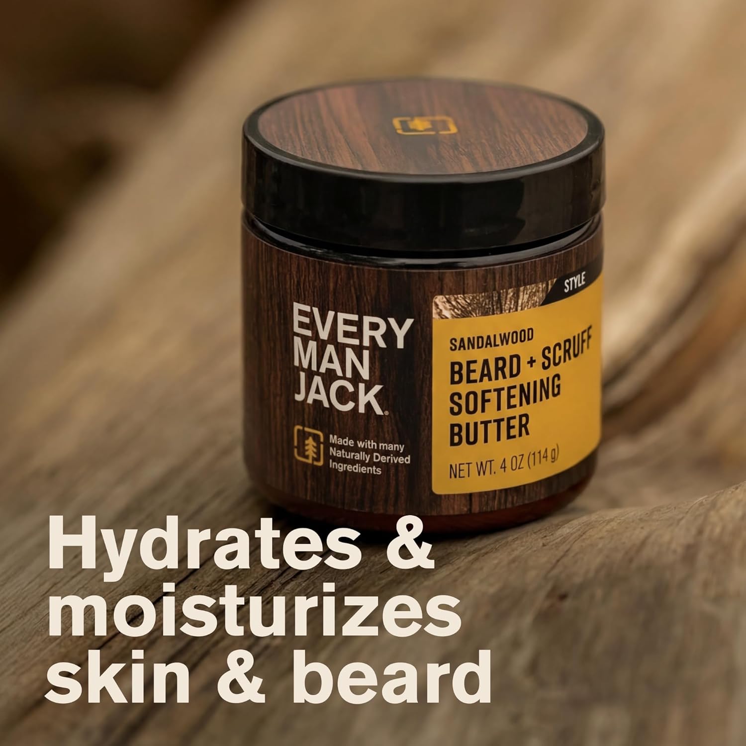 Every Man Jack Beard & Scruff Softening Butter- Subtle Sandalwood Fragrance - Hydrates & Styles Dry, Unruly Beards While Relieving Itch - Made with Shea Butter & Coconut Oil - 4-ounce (2 Pack)