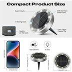Solar Lights Outdoor Waterproof, 8 Pack Solar Powered Ground Lights Outdoor, Ip68 Waterproof, Anti-Rust, Solar Garden Lights Landscape Lighting For Pathway Yard Lawn Walkway Driveway,Cool White