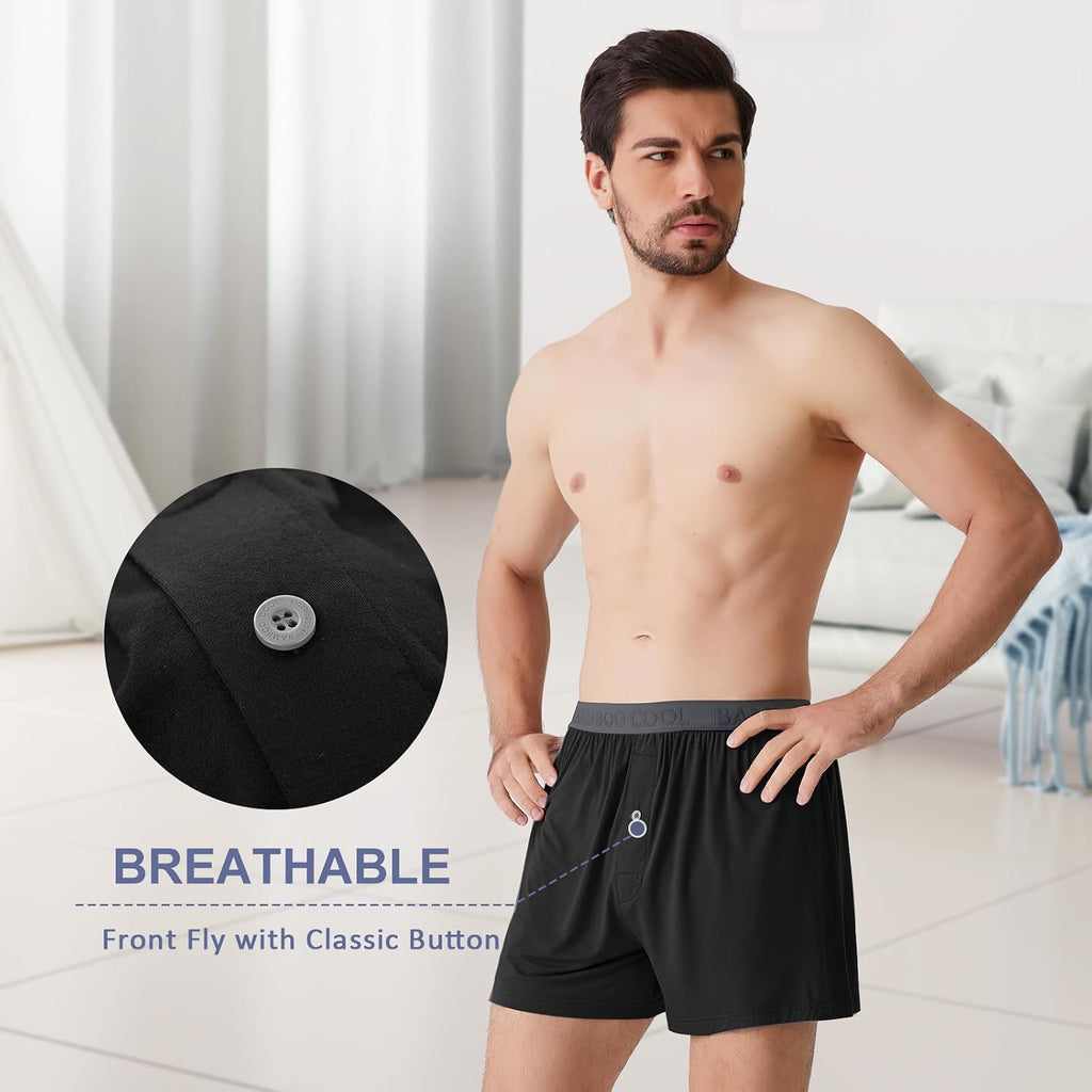 Bamboo Cool Mens Boxer Shorts Underwear Soft Comfortable Breathable Knit Boxers Short For Men (3 Or 5 Pack)