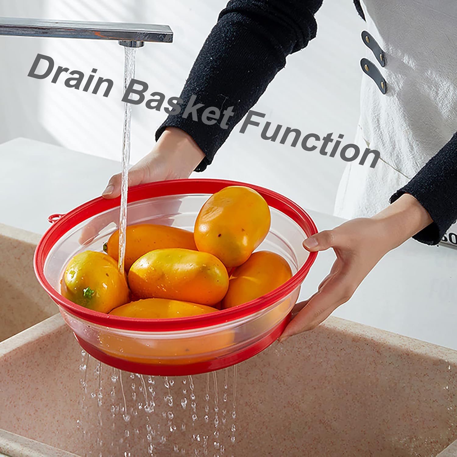 Upgraded Collapsible Microwave Lid, Vented Microwave Splatter Cover, 10.5 inches Plate Cover with Hook Hole, Vegetable Fruit Colander Multi-function Kitchen Gadget, BPA Free, Dishwasher Safe